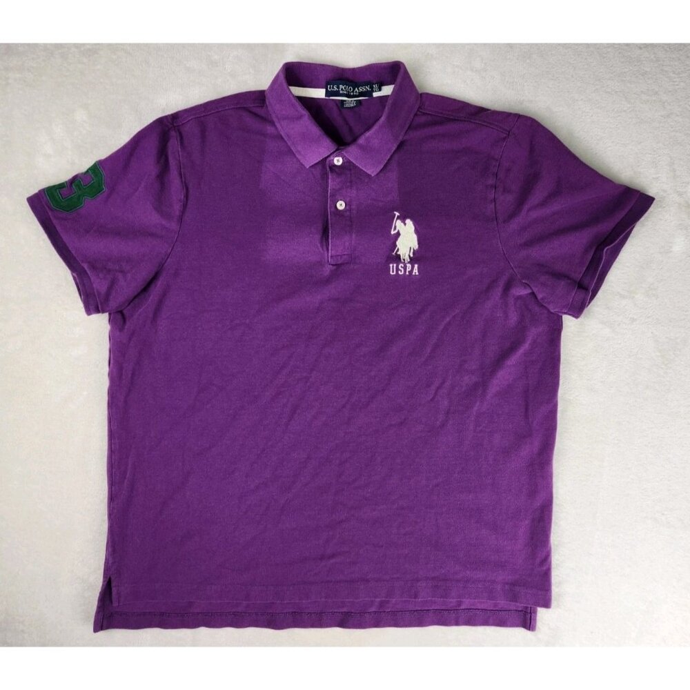 U.S Polo Assn. Men's Size‎ XL Solid Pique Polo Shirt Purple Big Pony